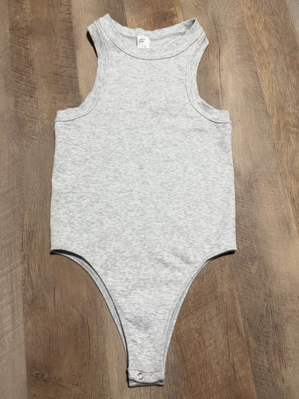 Fabletics Heather Gray Ribbed Racerback Bodysuit Size Small